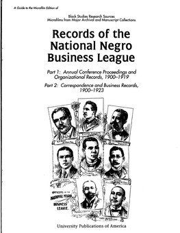 Records of the National Negro Business League