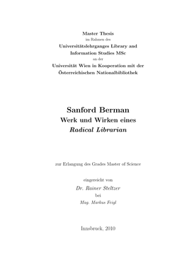Sanford Berman Werk Und Wirken Eines Radical Librarian