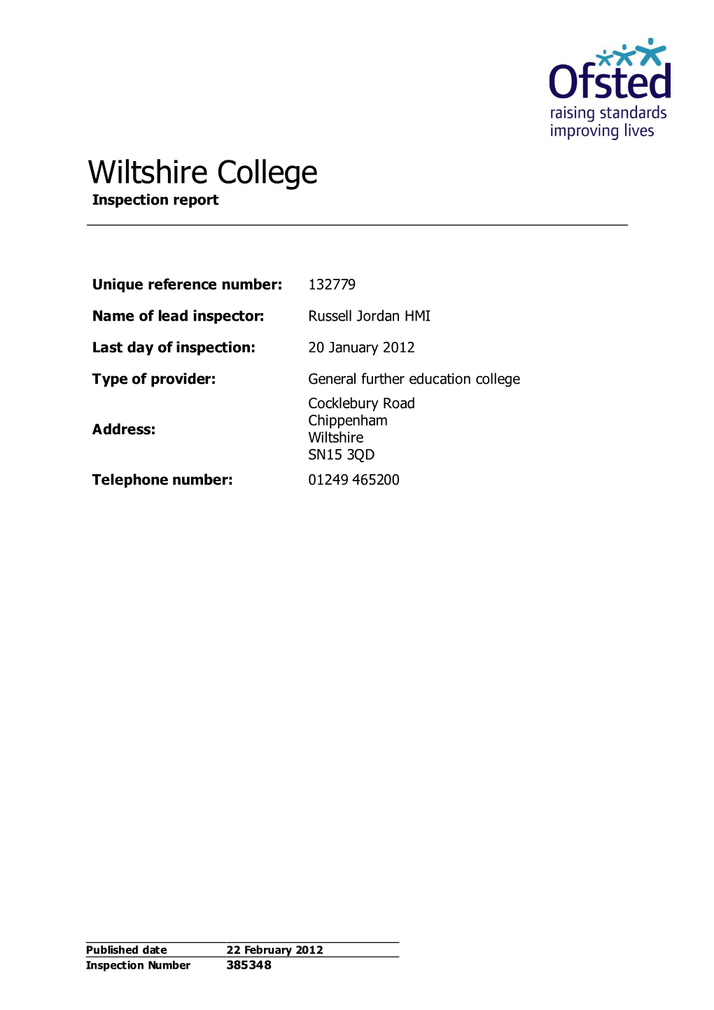Wiltshire College Inspection Report