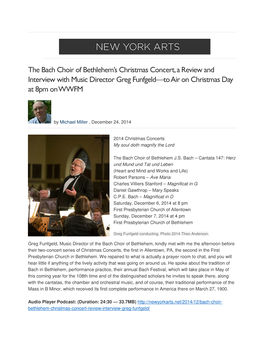 The Bach Choir of Bethlehem's Christmas Concert, a Review And
