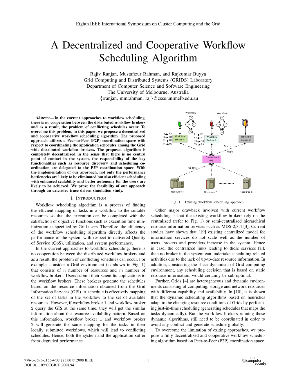 A Decentralized and Cooperative Workflow Scheduling Algorithm