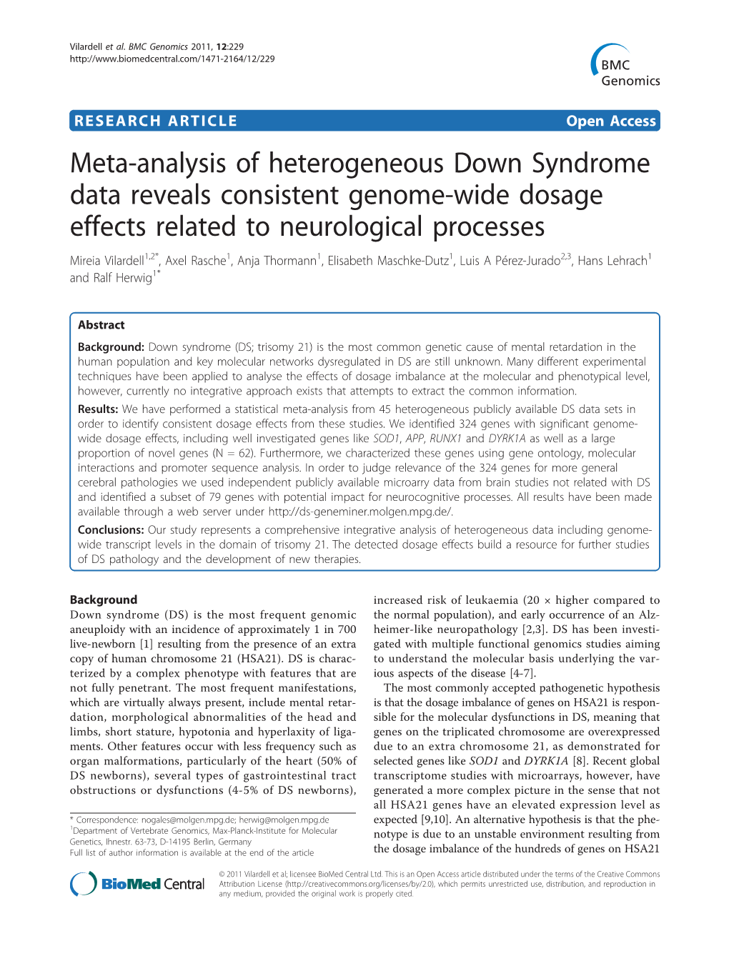 Meta-Analysis of Heterogeneous Down Syndrome Data Reveals