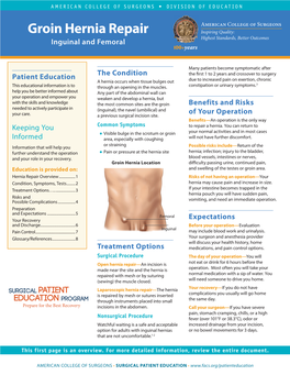 Groin Hernia Repair: Inguinal and Femoral