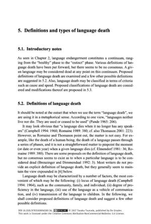 5. Definitions and Types of Language Death