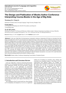 The Design and Publication of Ibooks Author Conference Interpreting Course-Books in the Age of Big Data