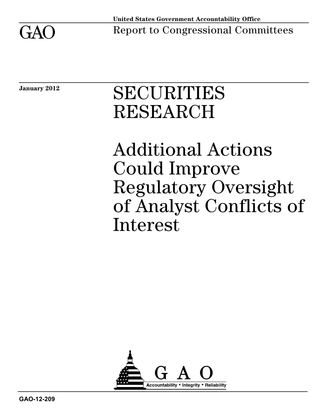 GAO-12-209, Securities Research