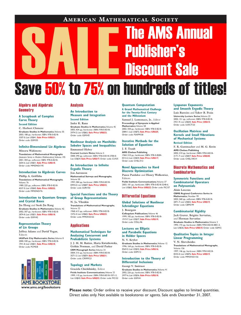 AMS Annual Publisher's Discount Sale