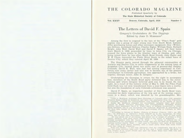 THE COLORADO MAGAZINE Published Quarterly by the State Historical Society of Colorado