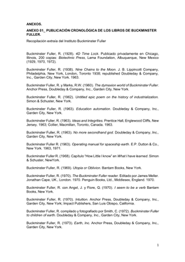 Anexos. Anexo 01 Publicación Cronológica De Los Libros De Buckminster Fuller