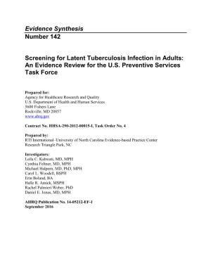 Screening for Latent Tuberculosis Infection in Adults: an Evidence Review for the U.S