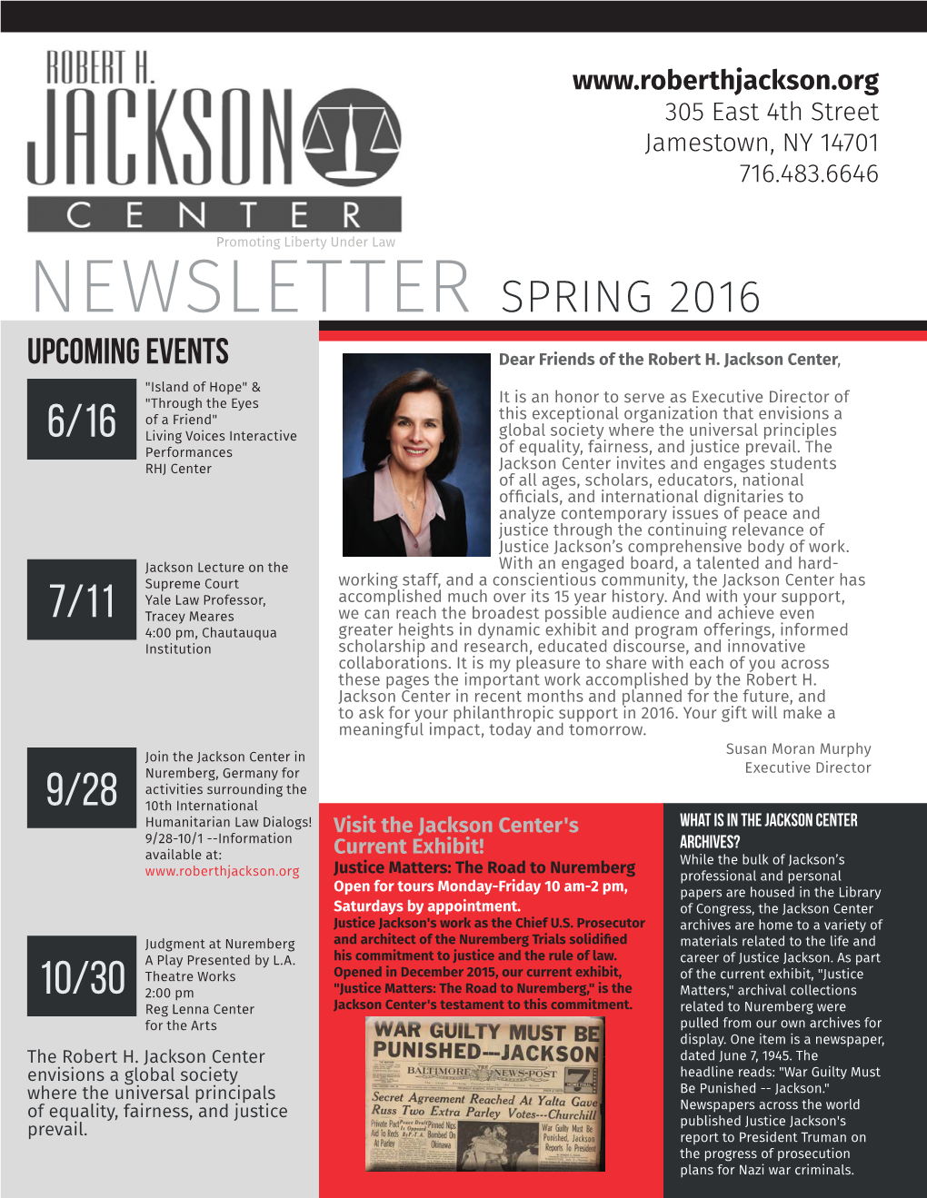 Spring 2016 Robert H. Jackson Center Newsletter