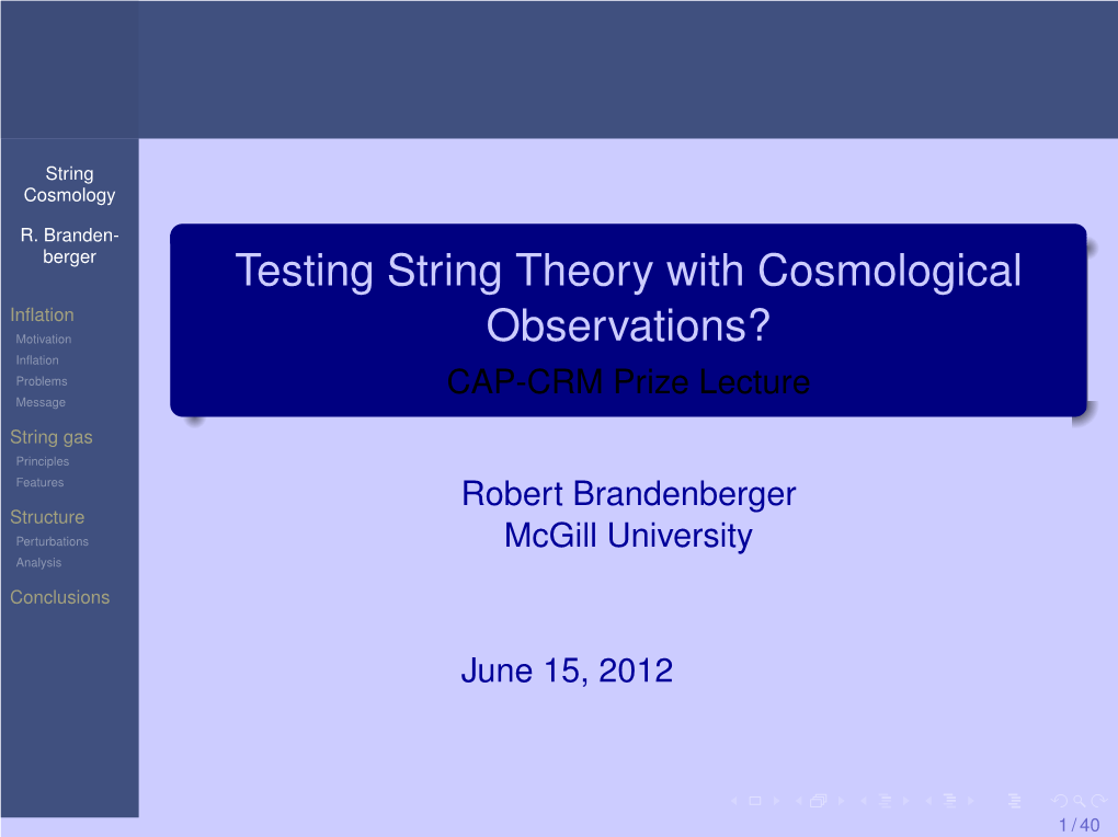 Testing String Theory with Cosmological Observations?