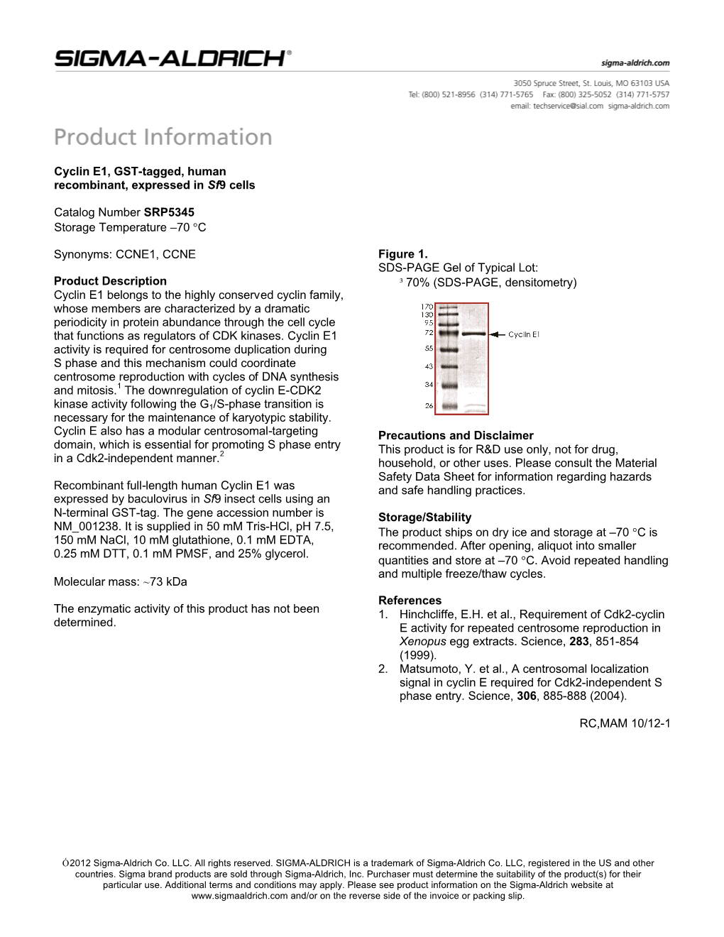 Cyclin E1, GST-Tagged, Human (SRP5345)