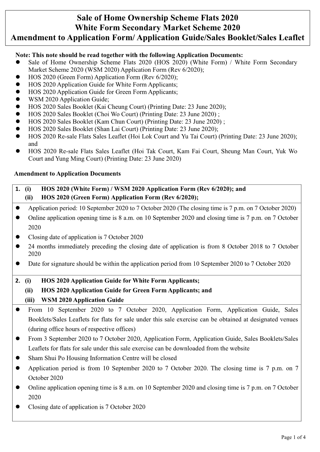 Sale of Home Ownership Scheme Flats 2020 Application Guide for White Form Applicants