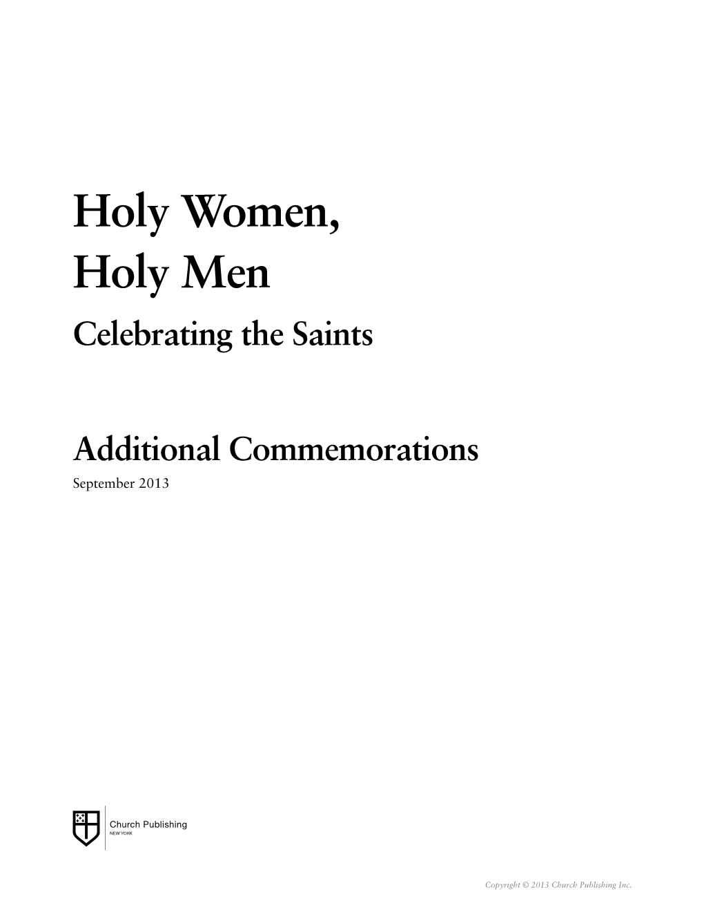 Holy Women, Holy Men Celebrating the Saints