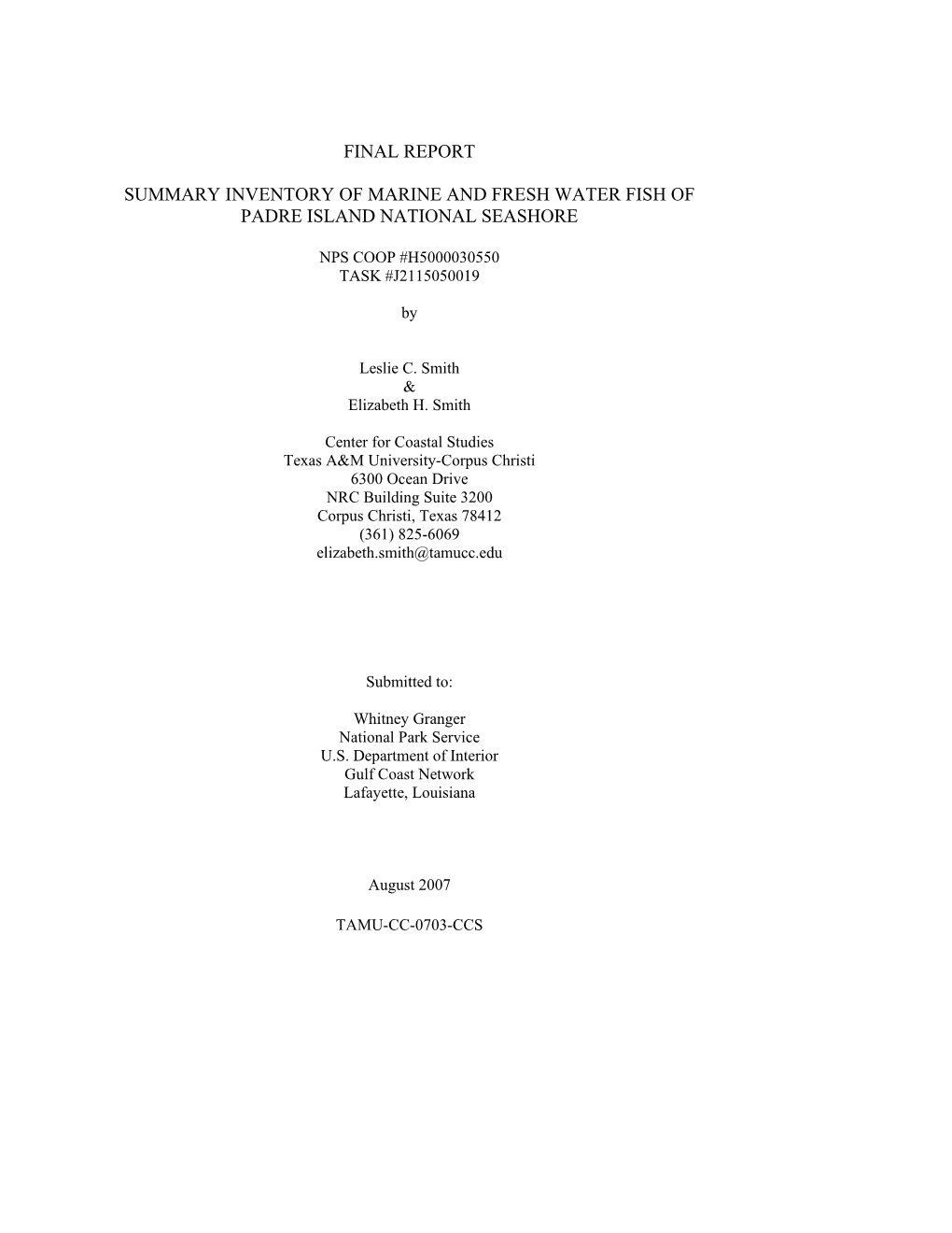 Draft of Final Report