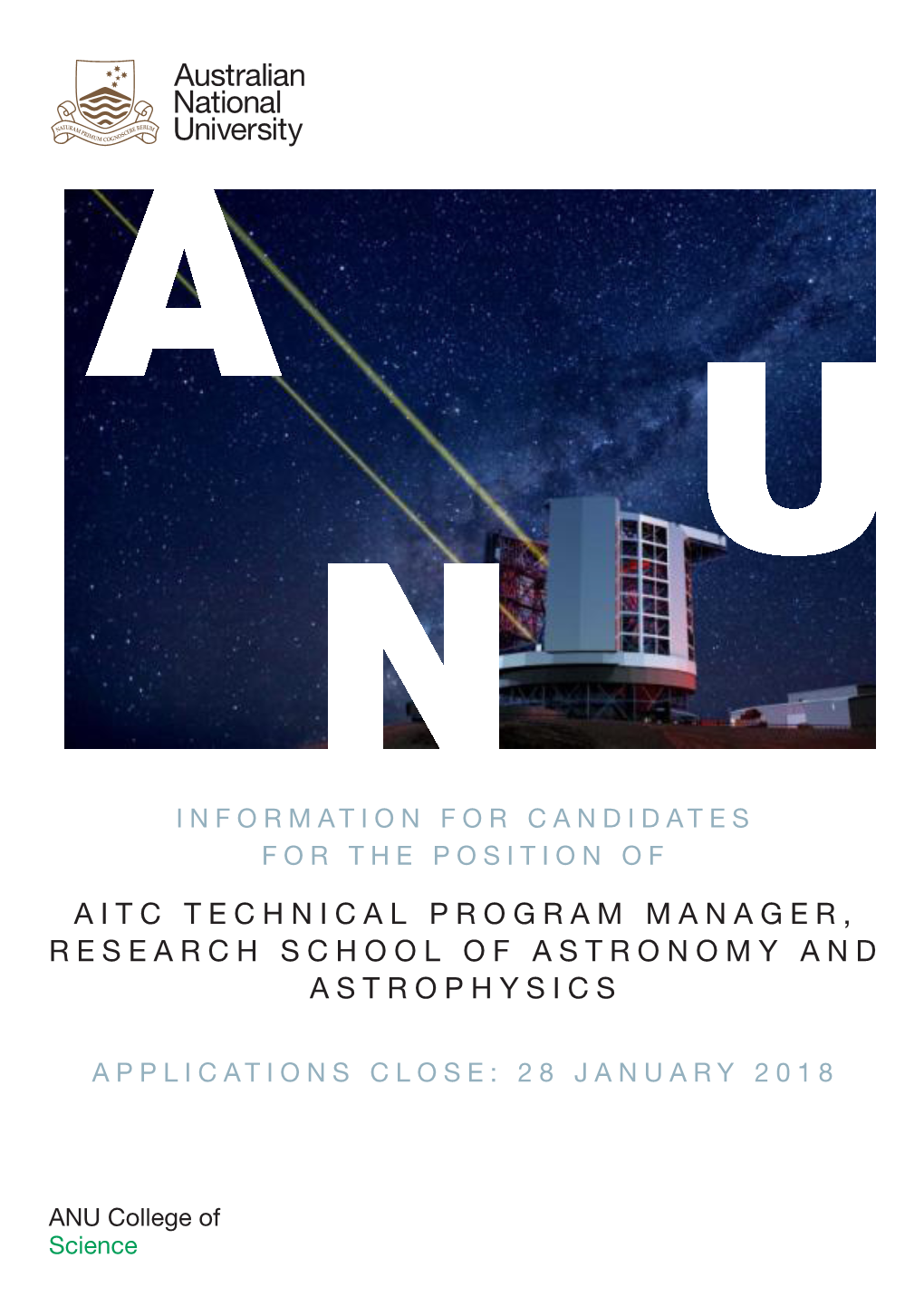 Aitc Technical Program Manager, Research School of Astronomy and Astrophysics