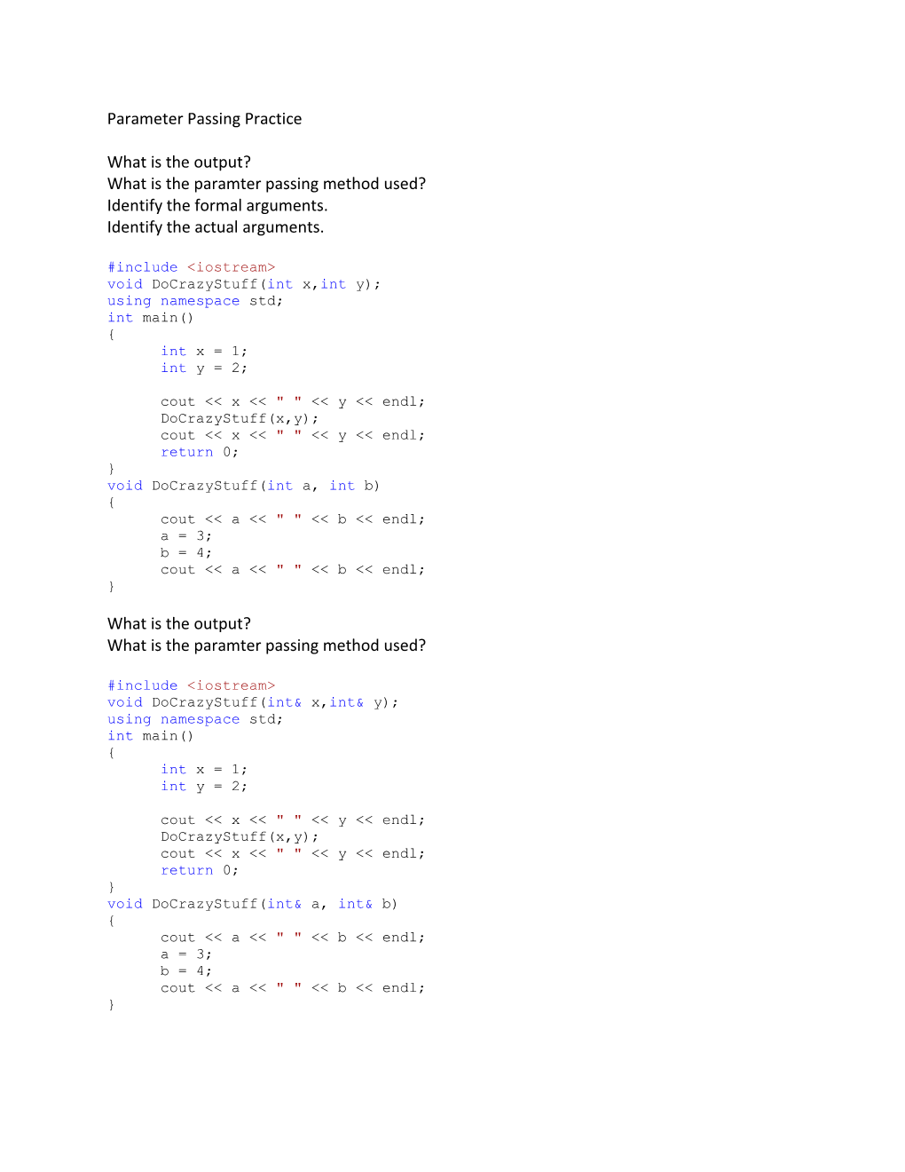 What Is the Paramter Passing Method Used?