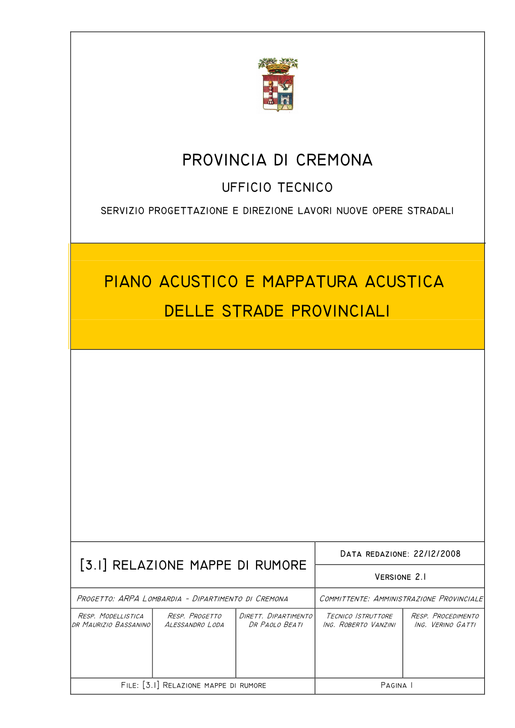 Provincia Di Cremona Piano Acustico E Mappatura