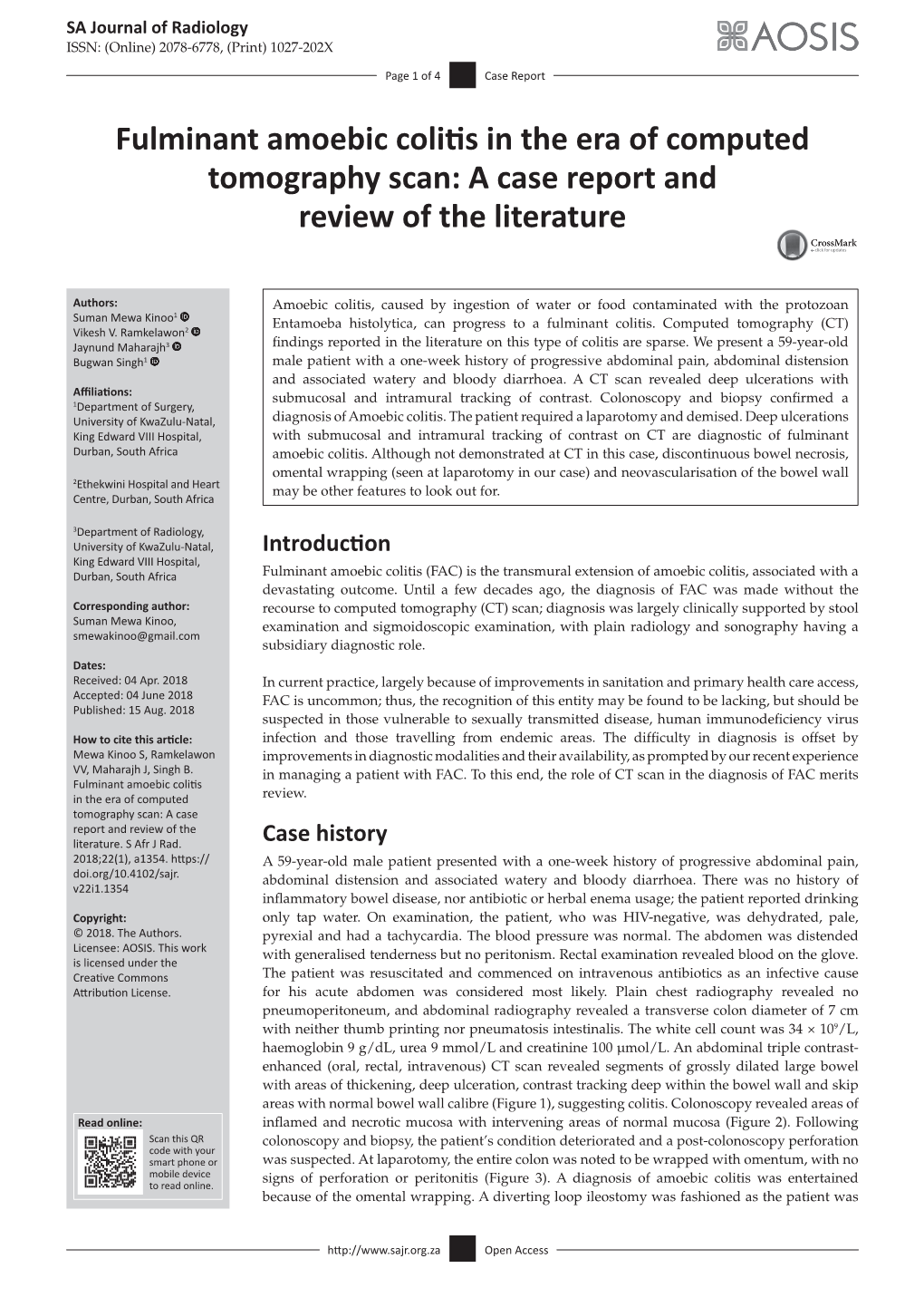 Fulminant Amoebic Colitis in the Era of Computed Tomography Scan: a Case Report and Review of the Literature