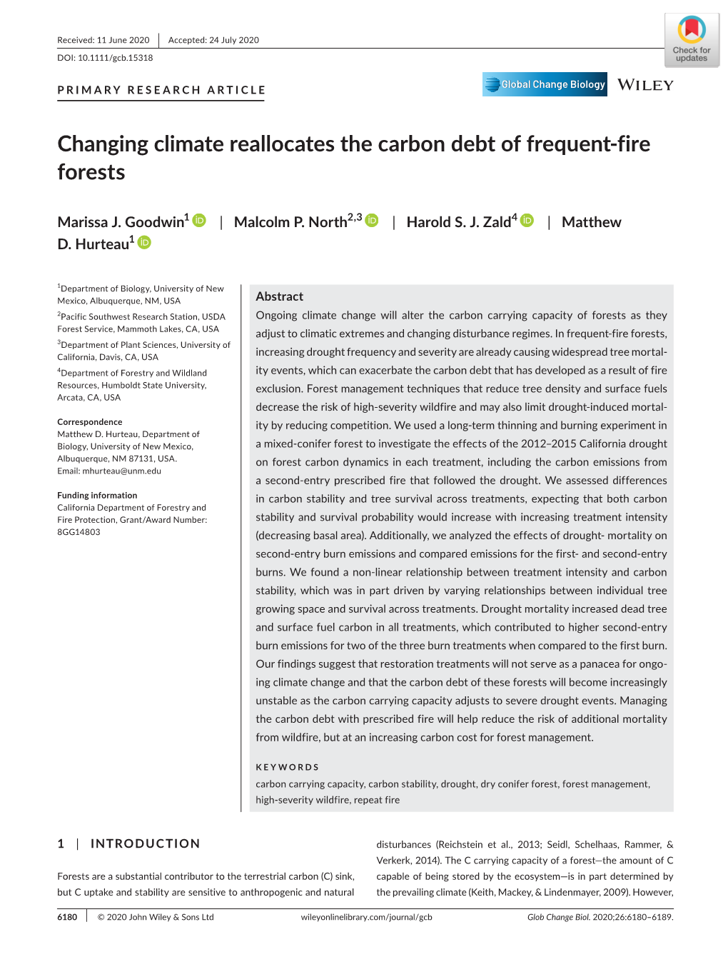 Changing Climate Reallocates the Carbon Debt of Frequent‐Fire Forests