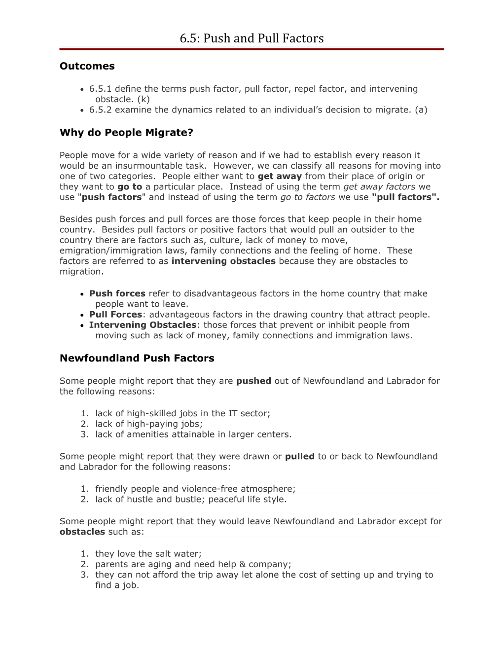 6.5: Push and Pull Factors