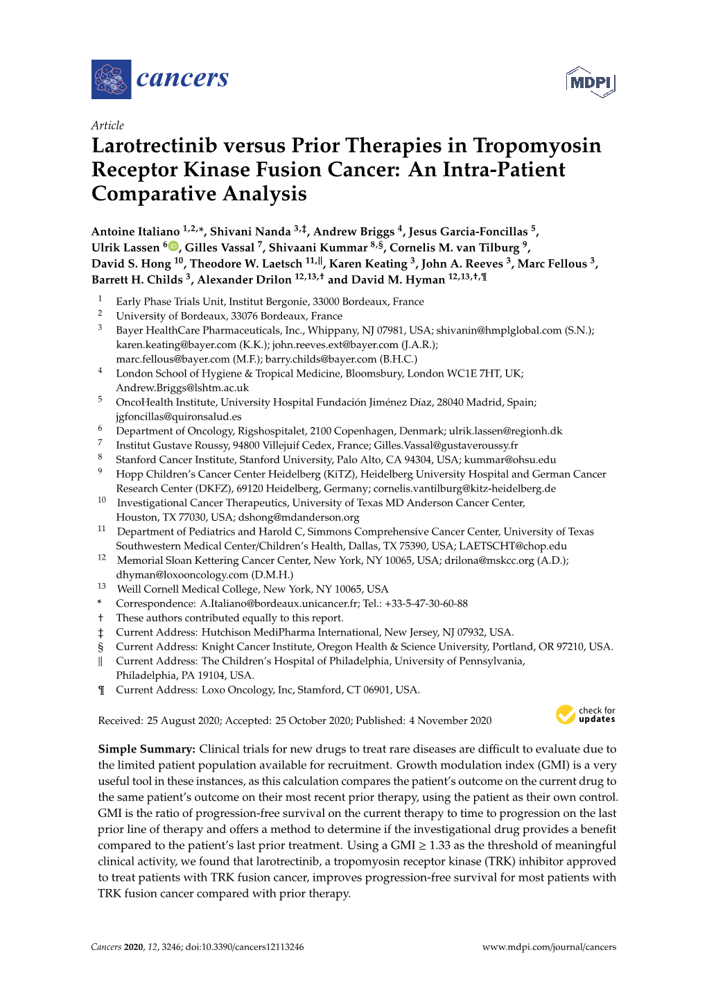 Larotrectinib Versus Prior Therapies in Tropomyosin Receptor Kinase Fusion Cancer: an Intra-Patient Comparative Analysis