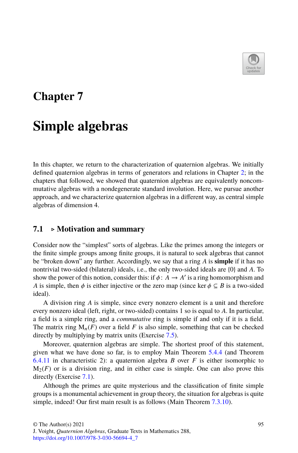 Simple Algebras