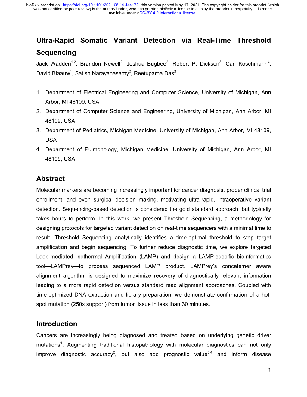 Ultra-Rapid Somatic Variant Detection Via Real-Time Threshold Sequencing