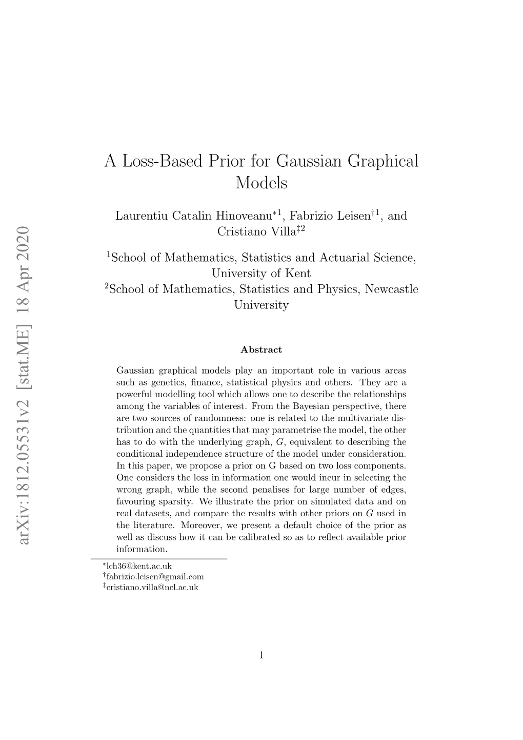 A Loss-Based Prior for Gaussian Graphical Models