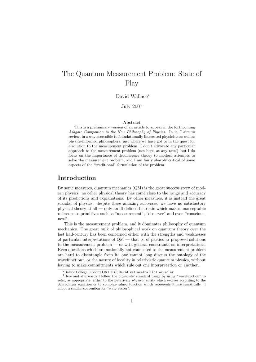 The Quantum Measurement Problem: State of Play