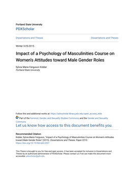 Impact of a Psychology of Masculinities Course on Women's Attitudes Toward Male Gender Roles