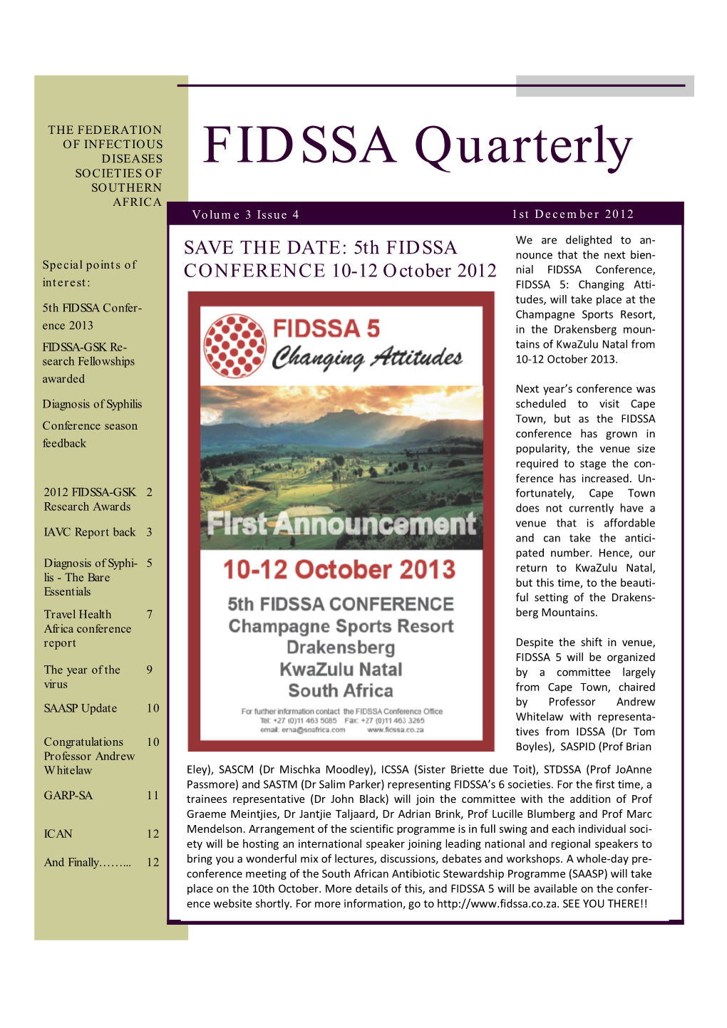 FIDSSA Quarterly Dec 2012