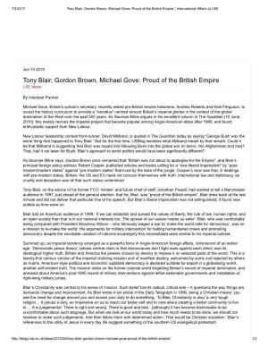Tony Blair, Gordon Brown, Michael Gove: Proud of the British Empire | International Affairs at LSE