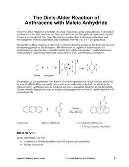 The Diels-Alder Reaction of Anthracene with Maleic Anhydride