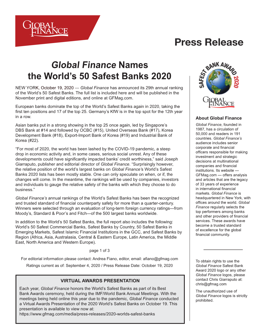 World's Safest Banks (Global Finance)