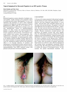 Topical Imiquimod for Bowenoid Papulosis in an HIV-Positive Woman
