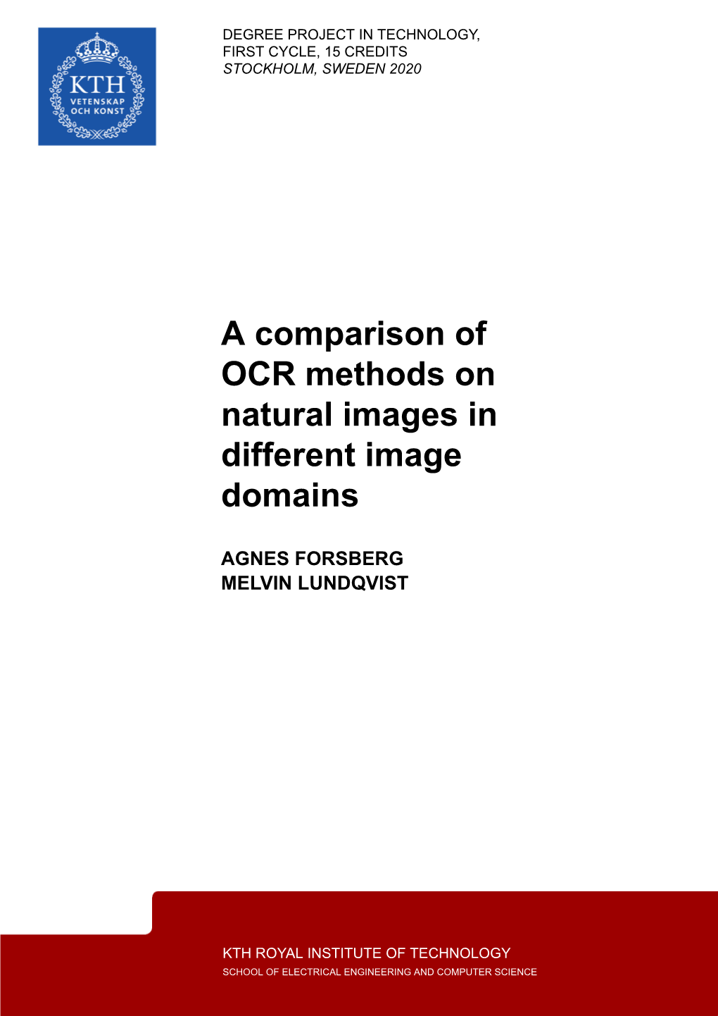 A Comparison of OCR Methods on Natural Images in Different Image Domains