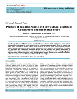 Panoply of Selected Asante and Ijaw Cultural Practices: Comparative and Descriptive Study