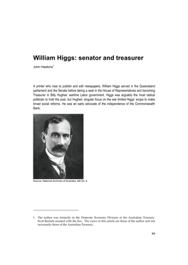 William Higgs Senator and Treasurer