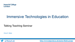 Immersive Technologies in Education