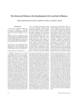 The Octocoral Fishery in the Southeastern U.S. and Gulf of Mexico