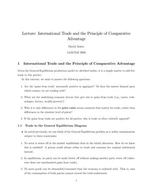 Lecture: International Trade and the Principle of Comparative Advantage