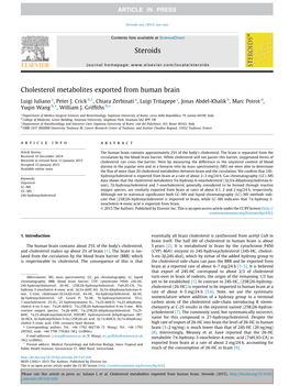 Cholesterol Metabolites Exported from Human Brain