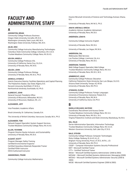 Faculty and Administrative Staff