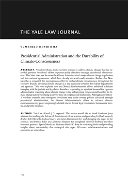 Presidential Administration and the Durability of Climate-Consciousness Abstract