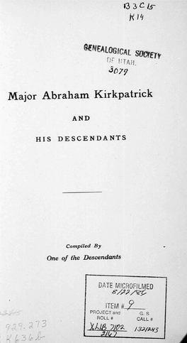 * Soorerv Major Abraham Kirkpatrick