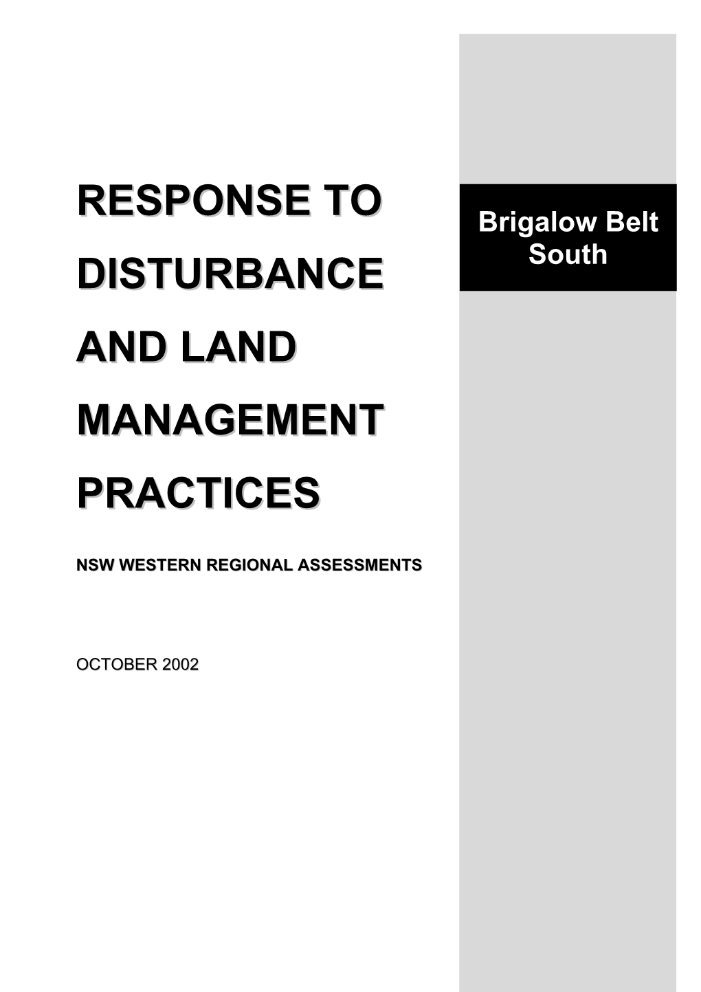 Response to Disturbance and Land Management Practices