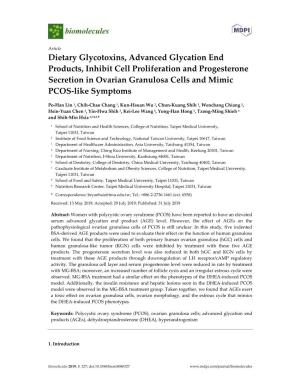 Dietary Glycotoxins, Advanced Glycation End Products, Inhibit Cell Proliferation and Progesterone Secretion in Ovarian Granulosa Cells and Mimic PCOS-Like Symptoms