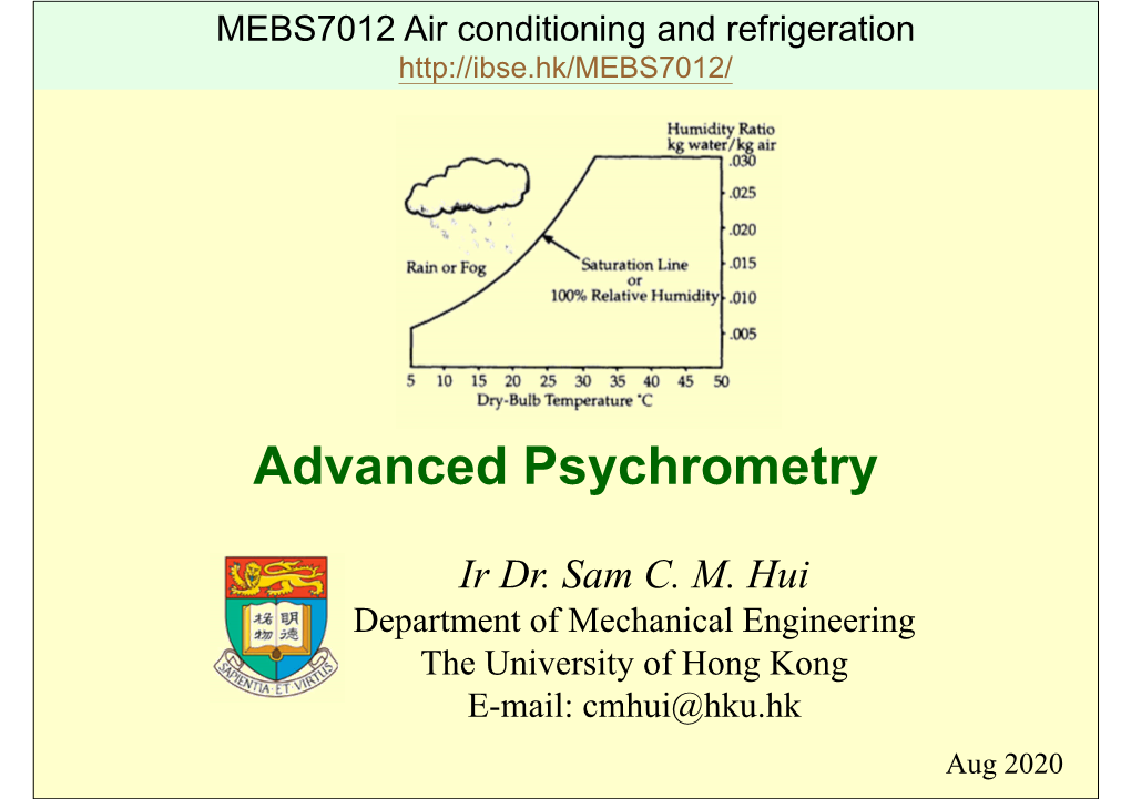 Advanced Psychrometry